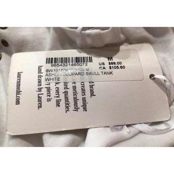SOULCYCLE Lauren Moshi Tank Top White Ashlin Leopard Skull NWT Size Medium $88 - Picture 2 of 10